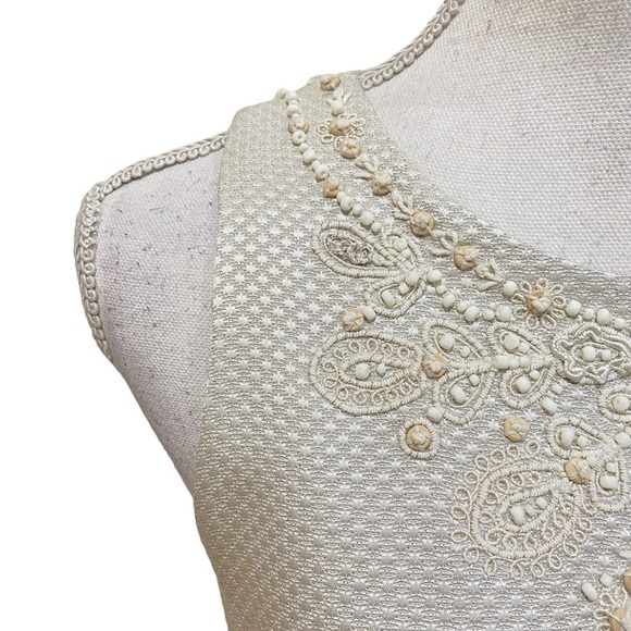 NWT Ann Taylor sleeveless beaded metallic wool/silk dress above the knee size 6 - Picture 5 of 13